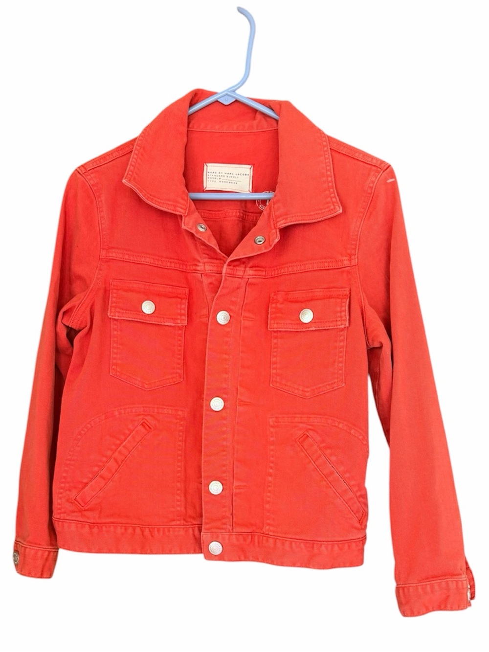 Marc by Marc Jacobs Standard Supply Workwear Denim Jacket. Coral. Size Large. - Picture 7 of 7